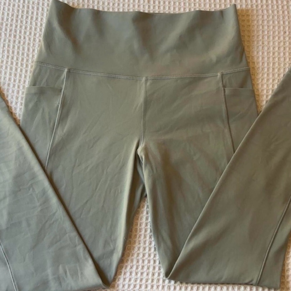 Athleta Sage Green High-Rise Leggings with Side Pockets
